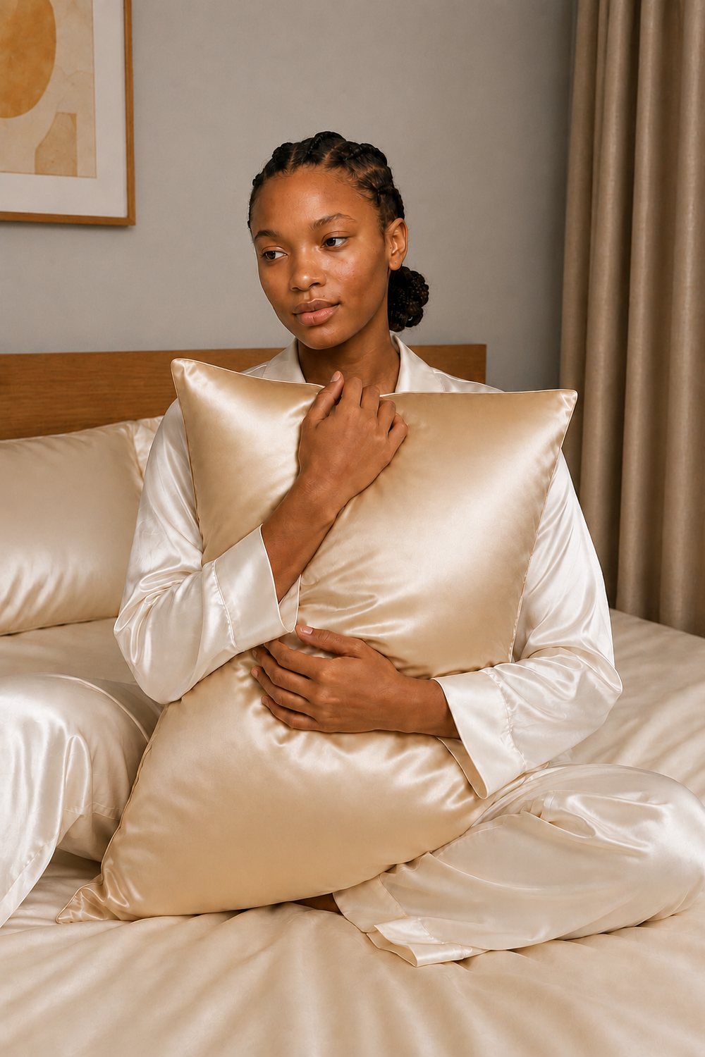 Taie d’oreiller Séralia – 100 % soie de mûrier – Beige