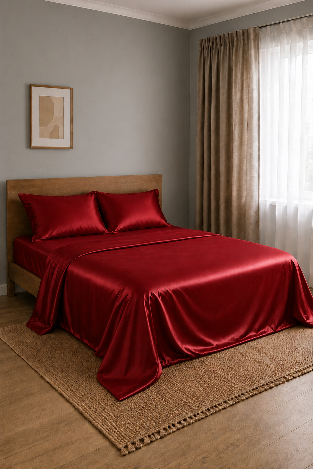 Parure de lit Olyssia – 100 % soie de mûrier – Prune