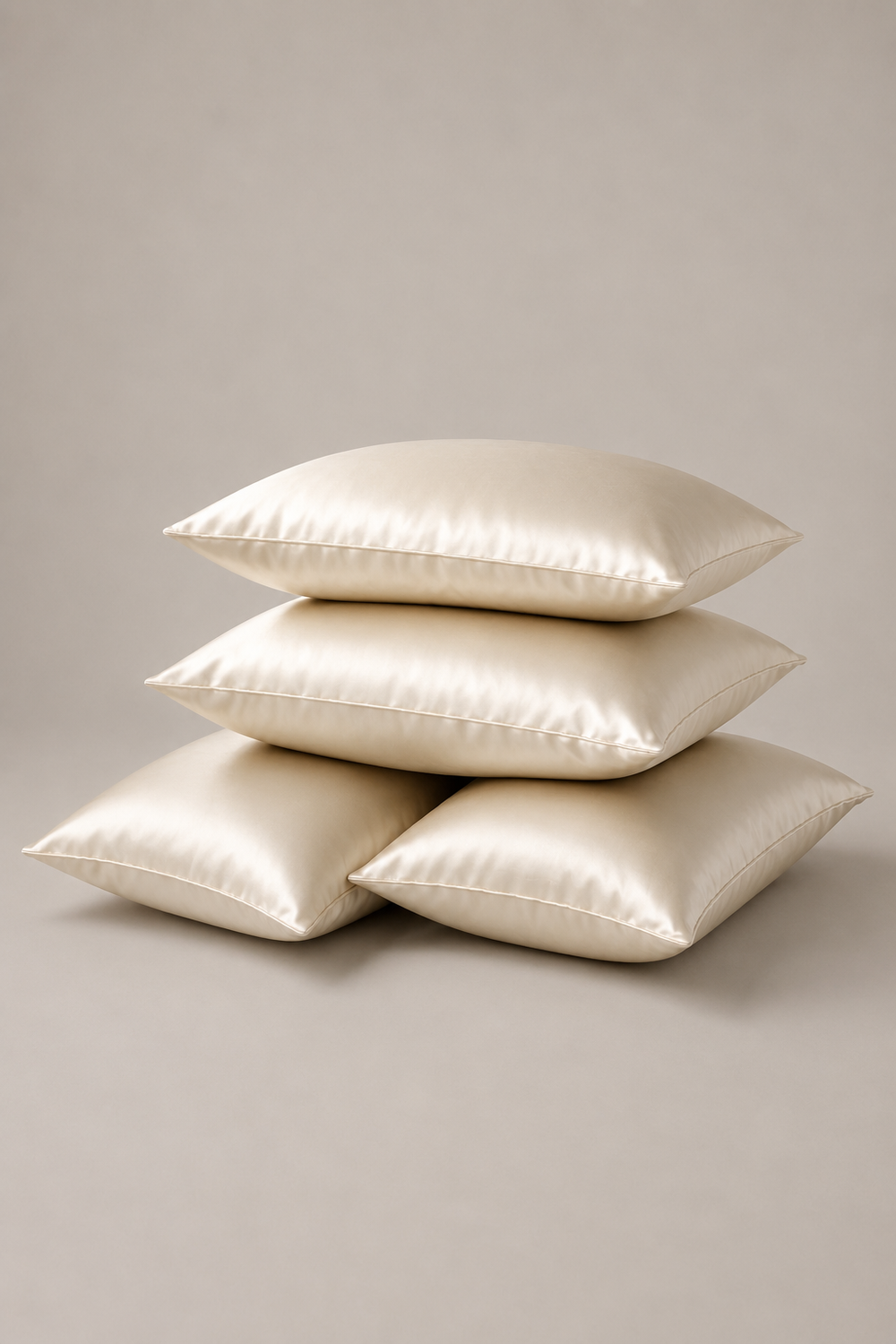 Lot Velina de 4 taies d’oreiller – 100 % soie de mûrier – Champagne