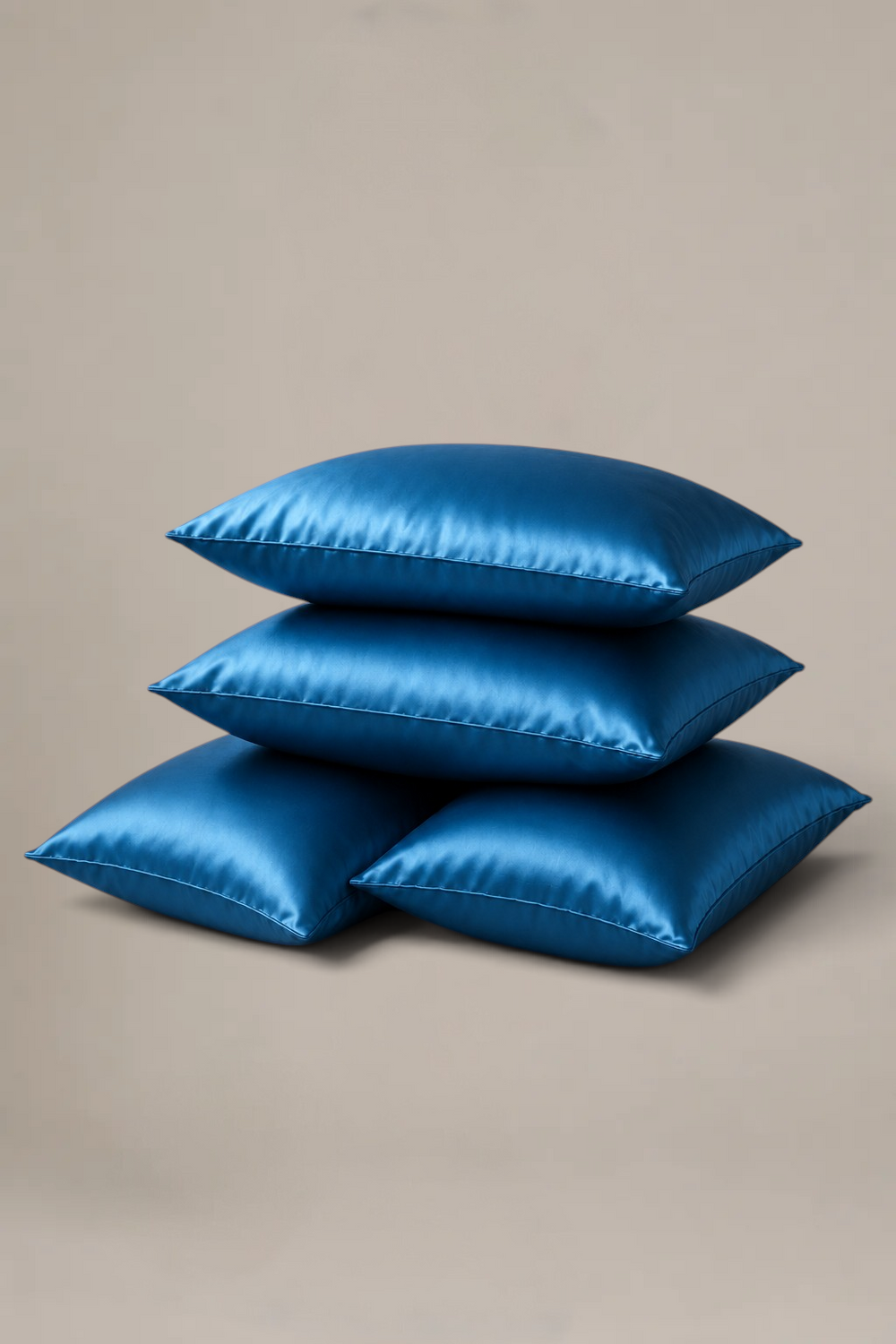 Lot Velina de 4 taies d’oreiller – 100 % soie de mûrier – Bleu