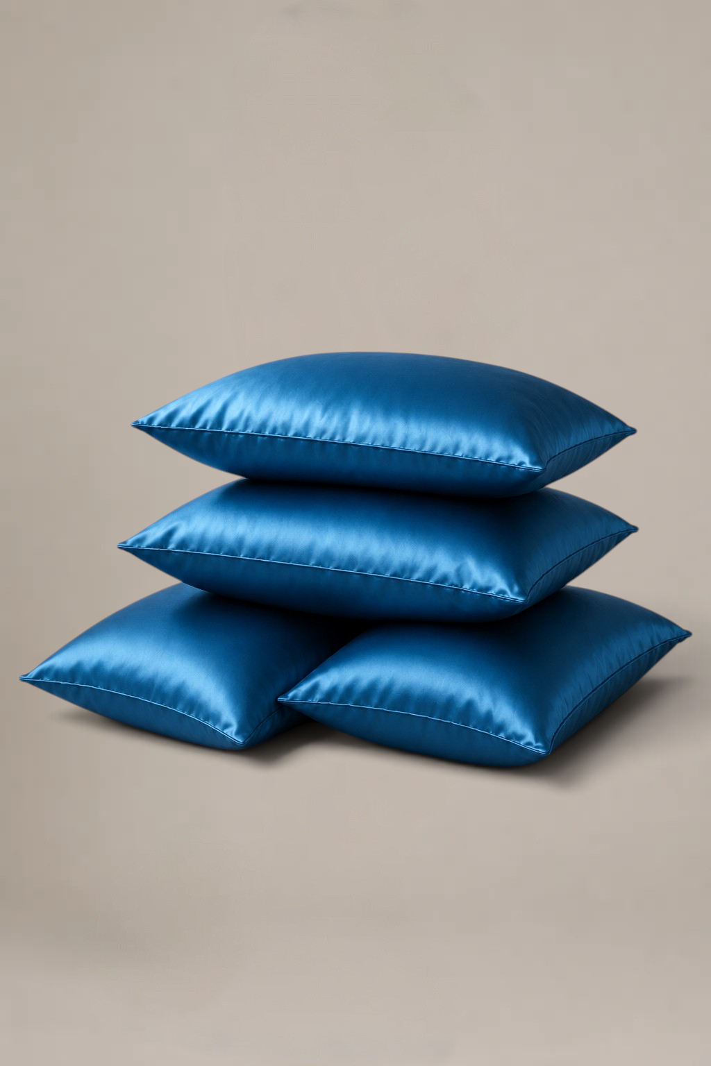 Lot Velina de 4 taies d’oreiller – 100 % soie de mûrier – Bleu
