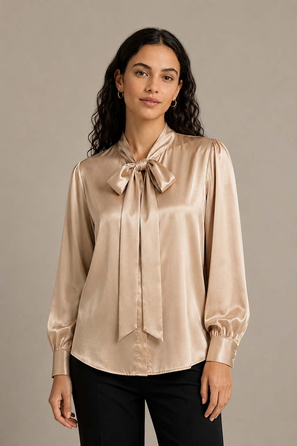 Chemise Élégance - 100 % soie de mûrier - Champagne
