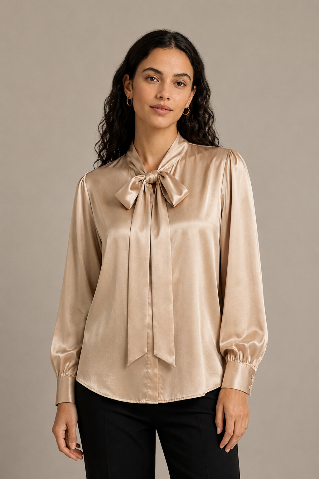 Chemise Élégance - 100 % soie de mûrier - Champagne