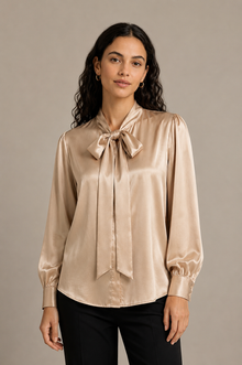 Chemise Élégance - 100 % soie de mûrier - Champagne