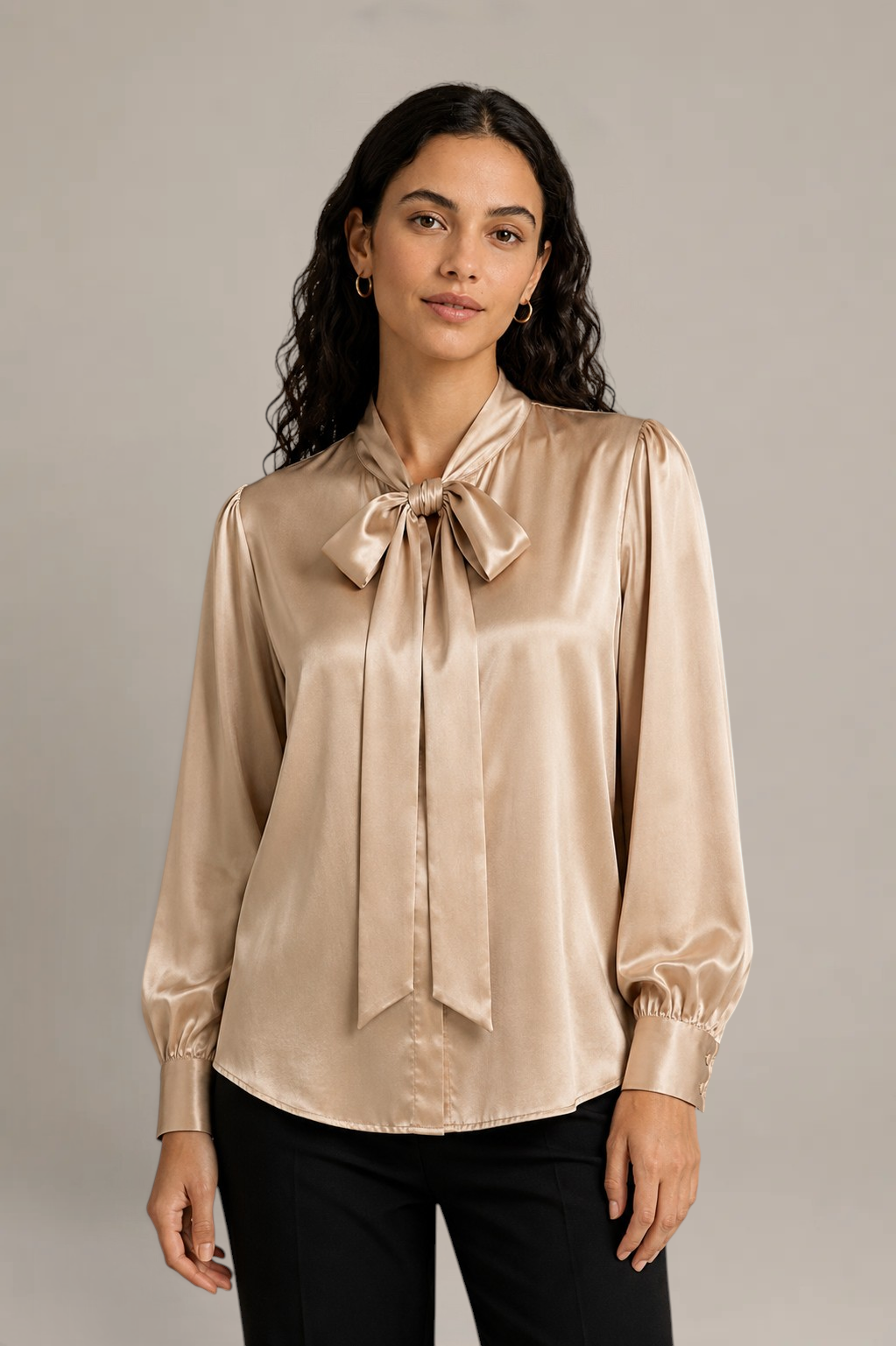 Chemise Élégance - 100 % soie de mûrier - Champagne