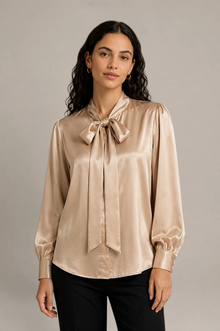 Chemise Élégance - 100 % soie de mûrier - Champagne