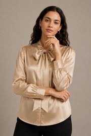 Chemise Élégance - 100 % soie de mûrier - Champagne