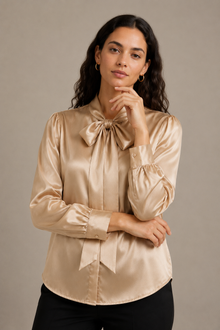 Chemise Élégance - 100 % soie de mûrier - Champagne