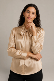 Chemise Élégance - 100 % soie de mûrier - Champagne
