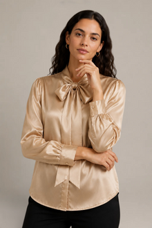 Chemise Élégance - 100 % soie de mûrier - Champagne