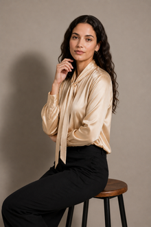Chemise Élégance - 100 % soie de mûrier - Champagne