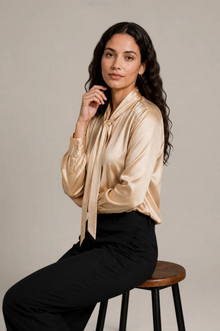 Chemise Élégance - 100 % soie de mûrier - Champagne