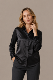 Chemise Épure - 100 % soie de mûrier - Noir