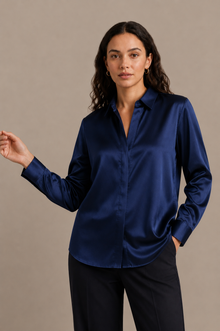 Chemise Épure - 100 % soie de mûrier - Marine