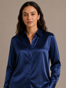Chemise Épure - 100 % soie de mûrier - Marine