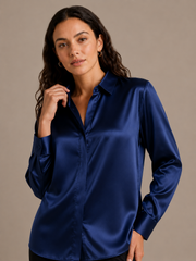 Chemise Épure - 100 % soie de mûrier - Marine