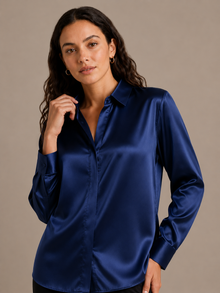 Chemise Épure - 100 % soie de mûrier - Marine
