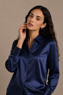 Chemise Épure - 100 % soie de mûrier - Marine