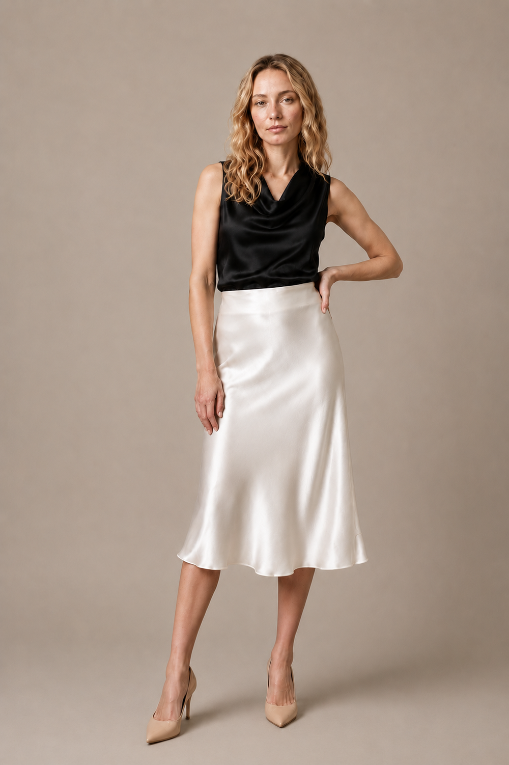 Jupe Calista Midi – 100 % soie de mûrier