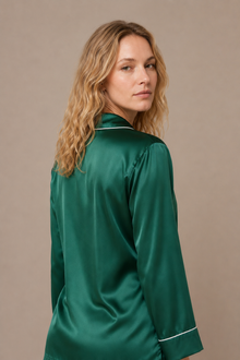 Pyjama Éliana – 100 % soie de mûrier – Vert
