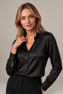 Chemise Épure - 100 % soie de mûrier - Noir