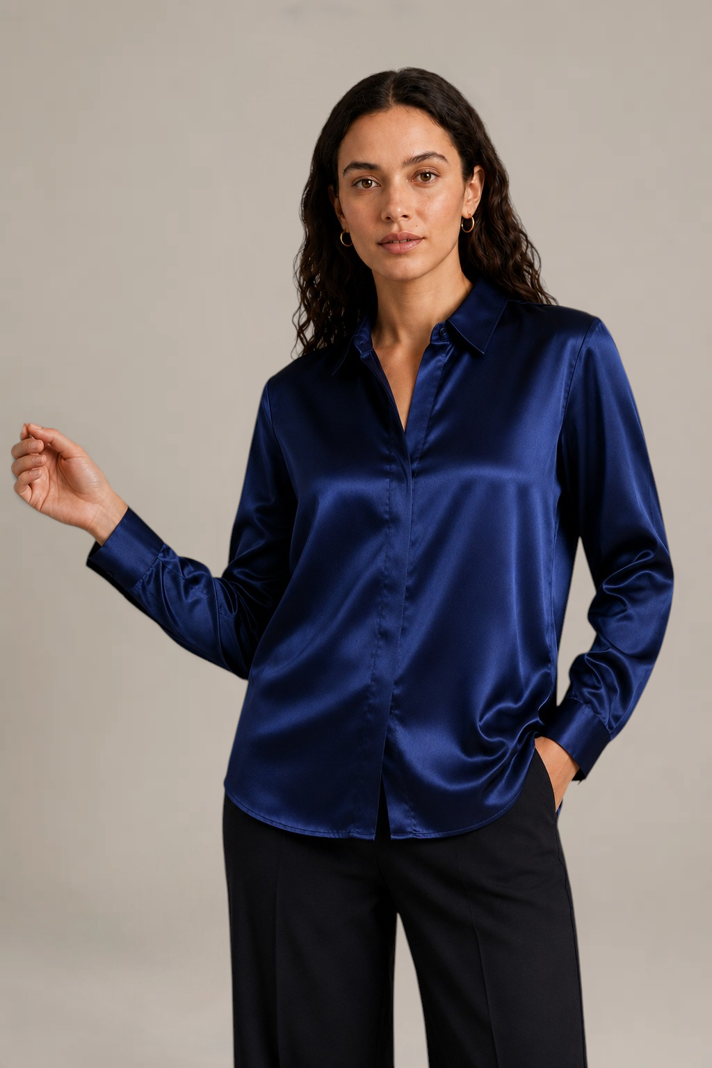 Chemise Épure - 100 % soie de mûrier - Marine