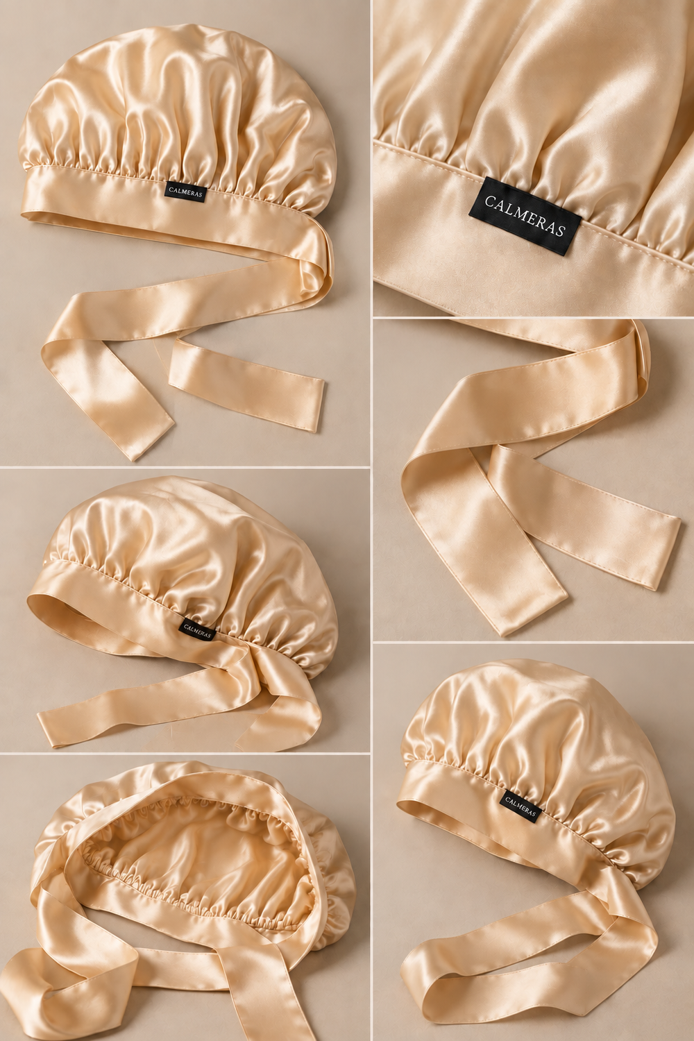 Bonnet Noctéa – 100 % soie de mûrier – Champagne