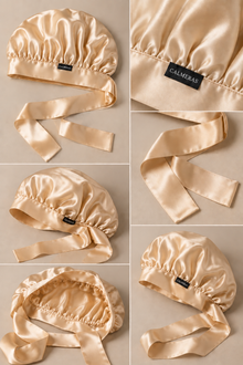 Bonnet Noctéa – 100 % soie de mûrier – Champagne