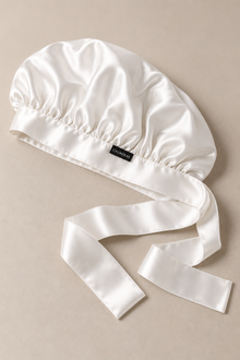 Set Nuit Lunoria – Bonnet, masque & taie d’oreiller – 100 % soie de mûrier – Ivoire