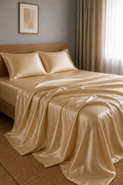 Parure de lit Olyssia – 100 % soie de mûrier – Champagne