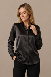 Chemise Épure - 100 % soie de mûrier - Noir