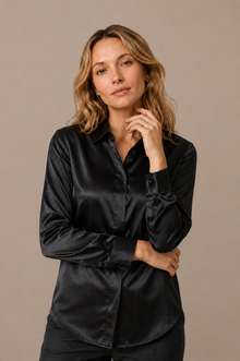 Chemise Épure - 100 % soie de mûrier - Noir