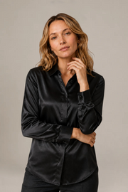 Chemise Épure - 100 % soie de mûrier - Noir