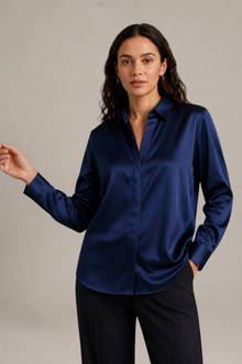 Chemise Épure - 100 % soie de mûrier - Marine