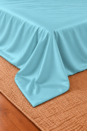 Parure de lit Olyssia – 100 % soie de mûrier – Bleu riviera