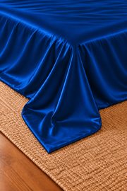 Parure de lit Olyssia – 100 % soie de mûrier – Bleu foncé
