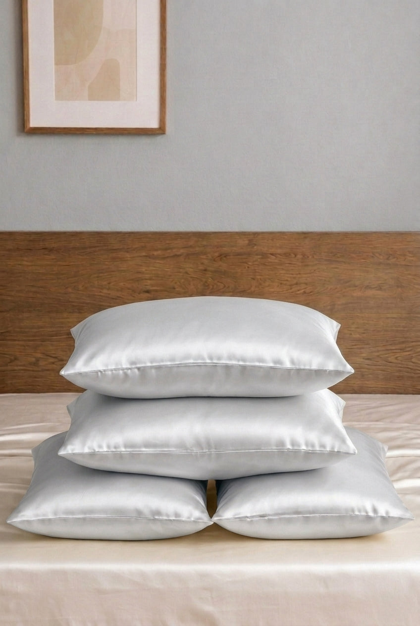 Lot Velina de 4 taies d’oreiller – 100 % soie de mûrier – Ivoire