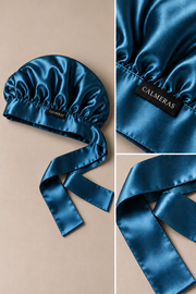 Bonnet Noctéa – 100 % soie de mûrier – Bleu