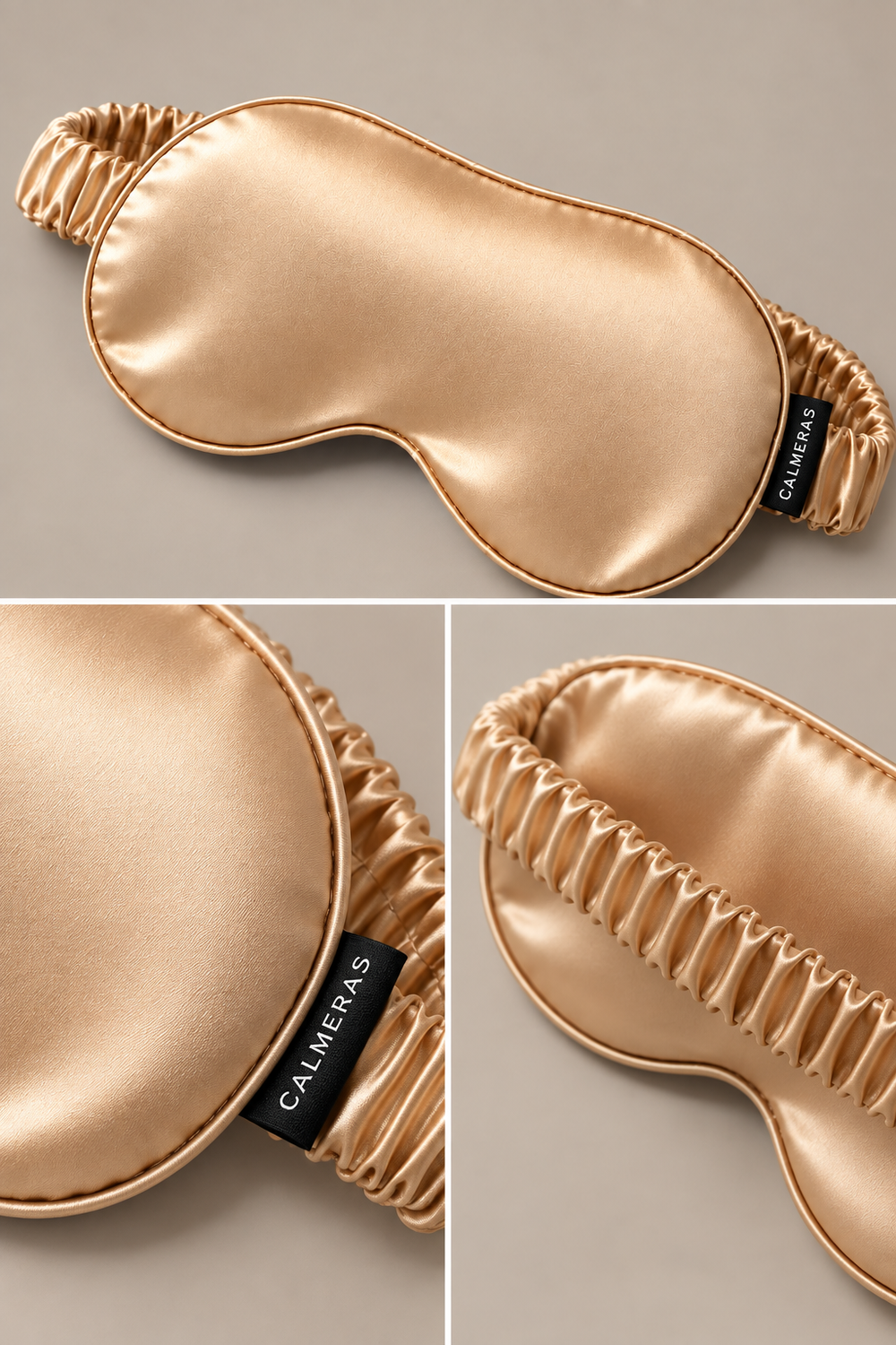 Masque de nuit Élunéa – 100 % soie de mûrier – Champagne