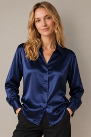 Chemise Épure - 100 % soie de mûrier - Marine