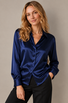 Chemise Épure - 100 % soie de mûrier - Marine