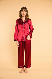 Pyjama Lucia — 100 % soie de mûrier - Rouge