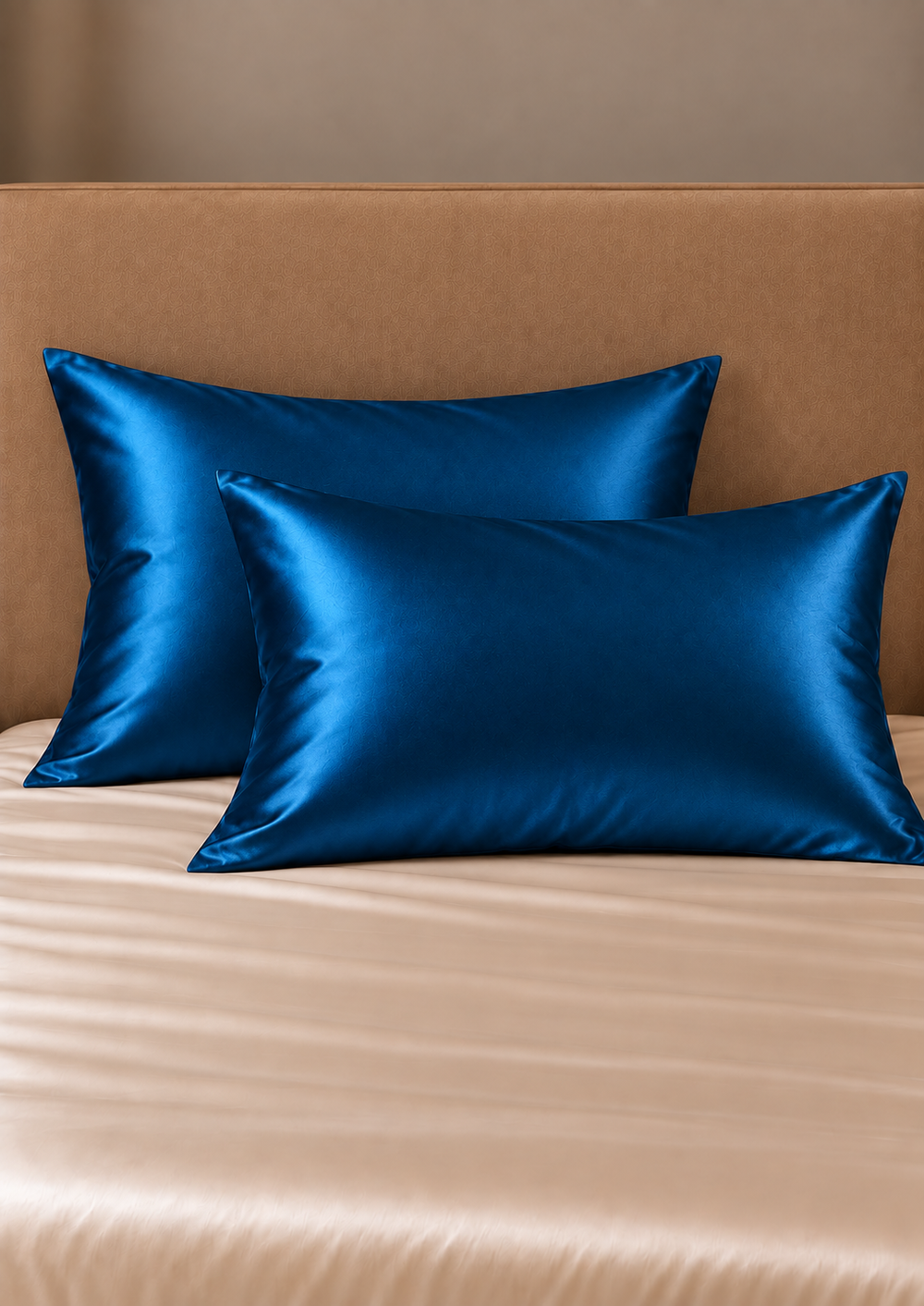 Lot Velina de 4 taies d’oreiller – 100 % soie de mûrier – Bleu