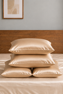 Lot Velina de 4 taies d’oreiller – 100 % soie de mûrier – Champagne