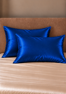 Parure de lit Olyssia – 100 % soie de mûrier – Bleu foncé