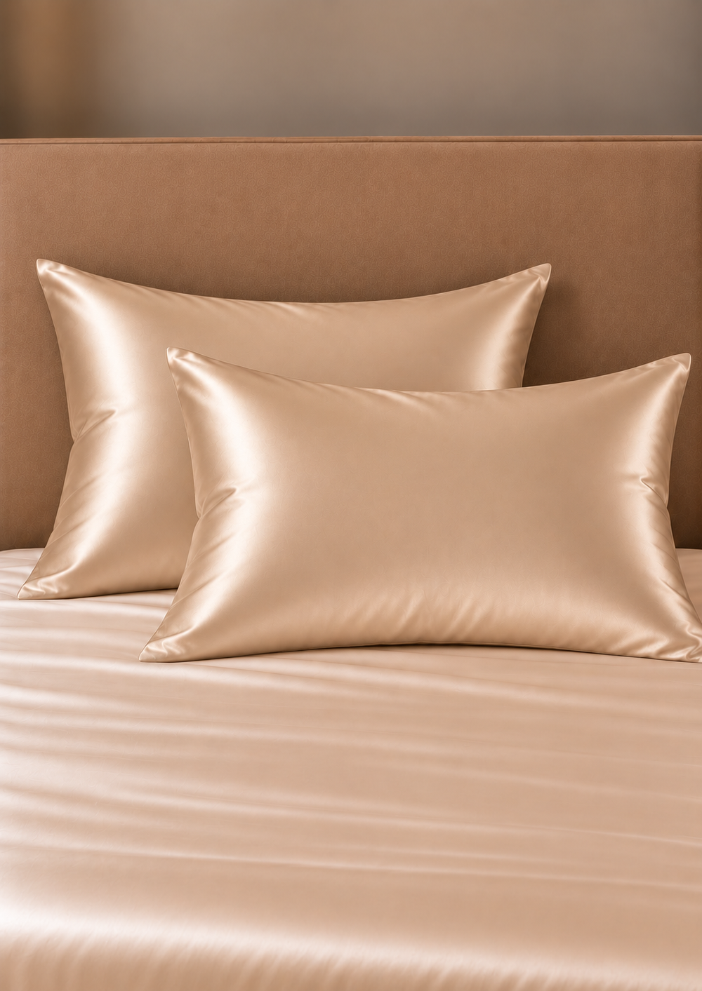 Lot Velina de 4 taies d’oreiller – 100 % soie de mûrier – Beige