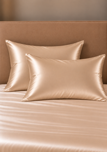 Lot Velina de 4 taies d’oreiller – 100 % soie de mûrier – Beige