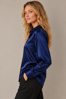 Chemise Épure - 100 % soie de mûrier - Marine