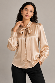 Chemise Élégance - 100 % soie de mûrier - Champagne
