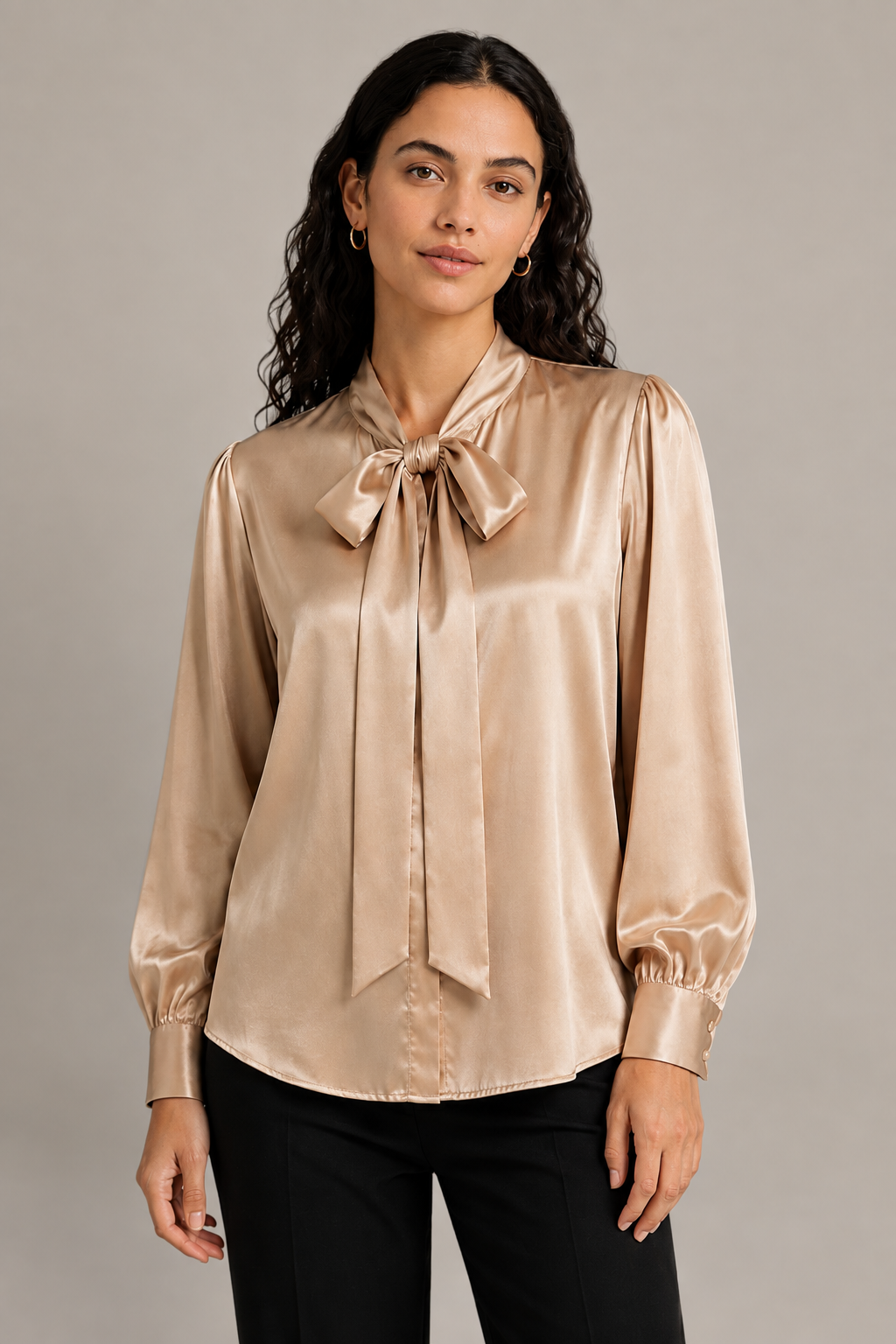 Chemise Élégance - 100 % soie de mûrier - Champagne